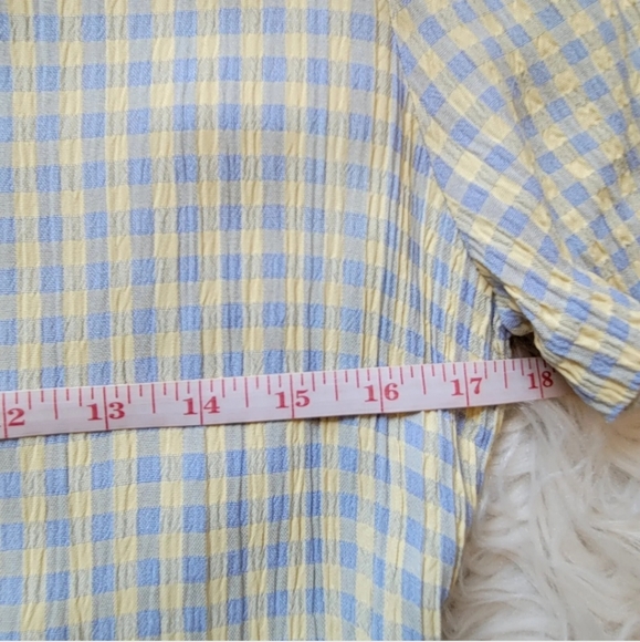 Jessica Howard 10 Vtg 80s Tea Dress Back Bow Yellow Blue Cottagecore Checked - Picture 9 of 11